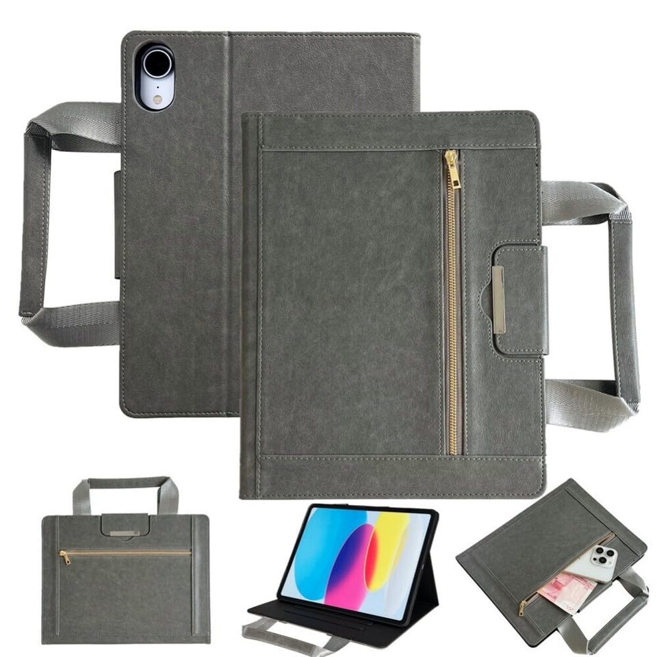 Étui iPad 6e génération pour travailler au café avec rabat portefeuille gris