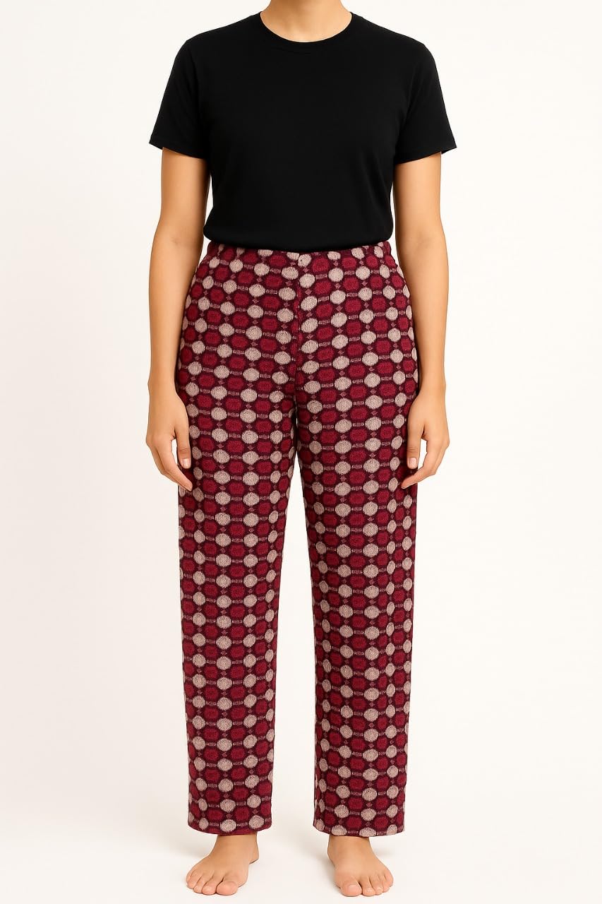 Women’s Winter Fleece Pajama | Soft & Warm Printed Lounge Pants for Women | Comfort Fit Winter Wear Bottoms (Multi-1) 1
