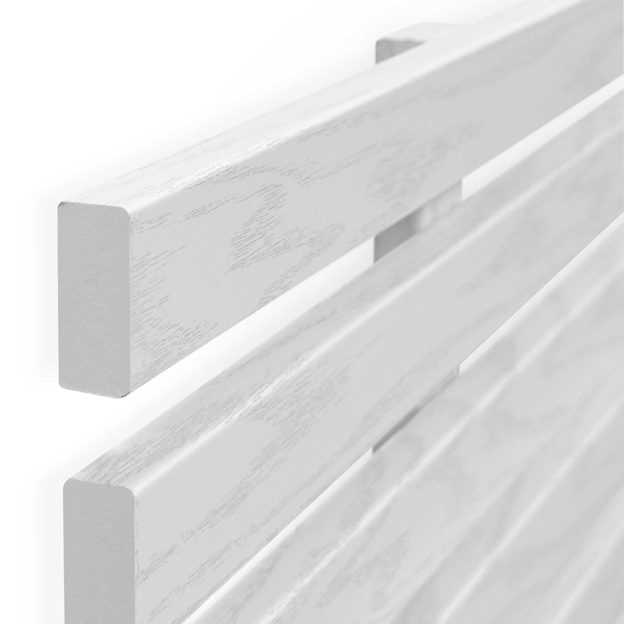DHOME Cabecero con Estantes de Madera reciclada DM con Patas Colgante Pared Estilo Palet Cama Vintage Nordico Herrajes incluidos (Estilo Japones, Blanco Madera, 135cm)