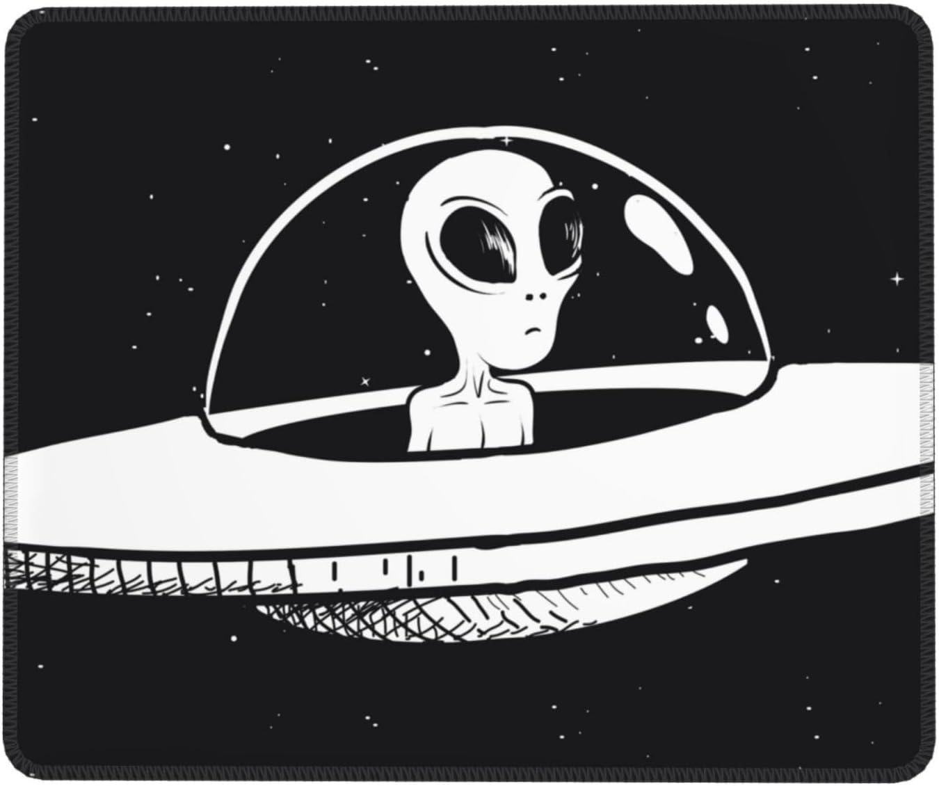 Galaxy Space Alien UFO Lightweight and Portable Horizontal Rubber Lock Edge Mouse Pad 7.9 X 9.5 in
