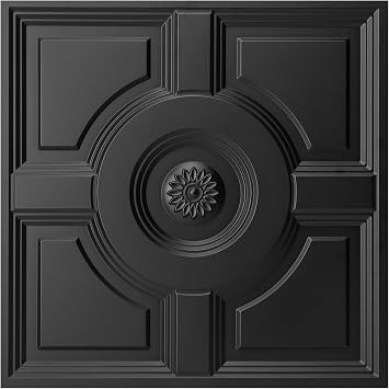 WOWSTAR 12-Pack 24"x24" بلاط سقف منسدل، ألواح سقف مقاومة للماء، تناسب الشبكة فقط، أسود