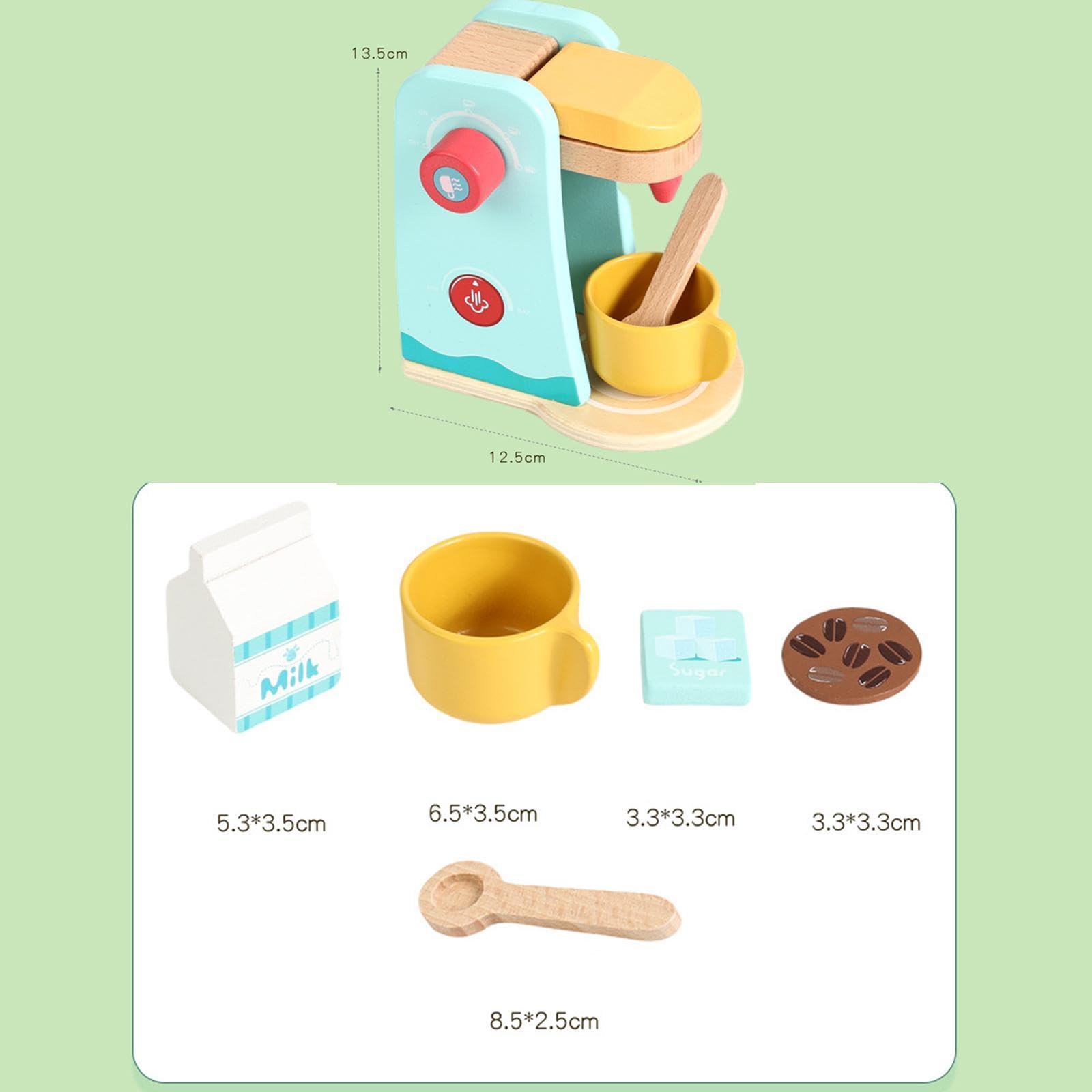 Qianly Rollenspiel Küchenspielzeug Aus Holz mit Lernfunktion für Kreatives Spielen Und Soziale Interaktion für Kindergartenkinder, Kaffeemaschine