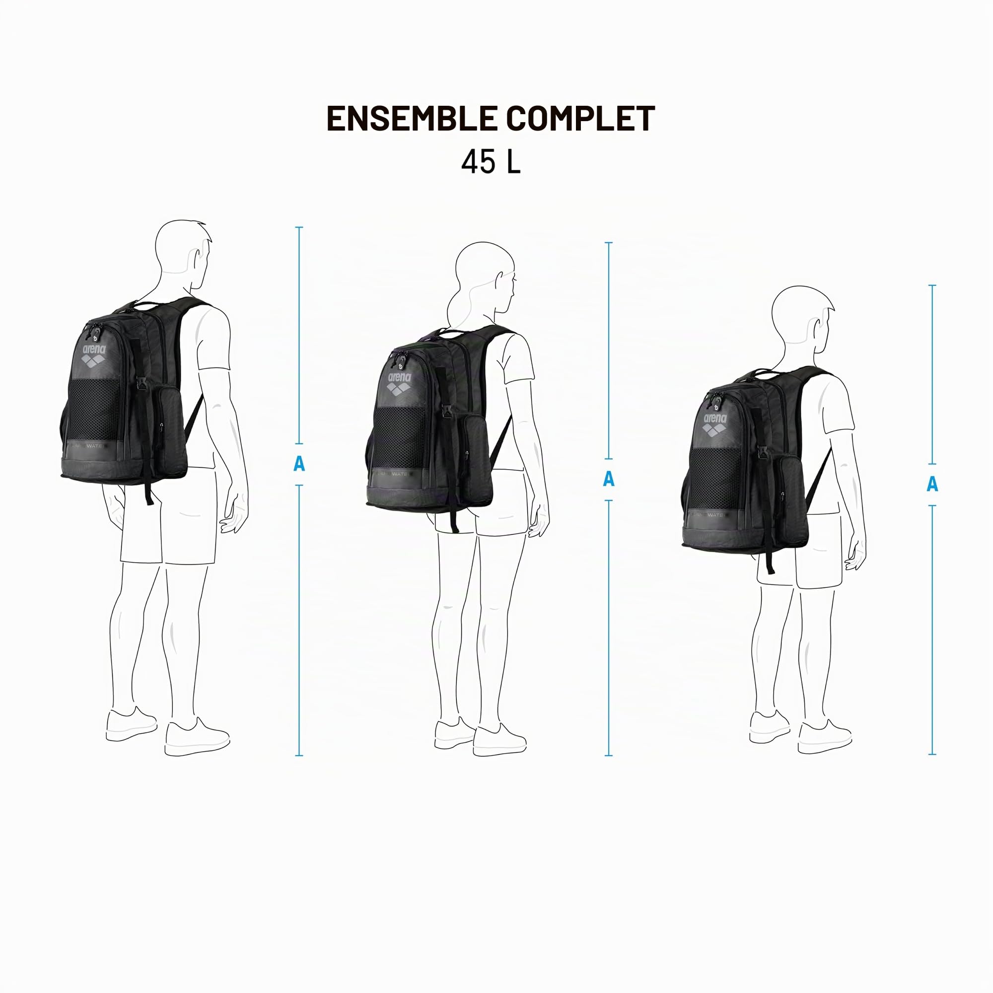 ARENA All Set Sports Swim Backpack Athletes Gym Rucksack Multisport Daypack Large Size Training Gear Equipment Bag 45 Liters