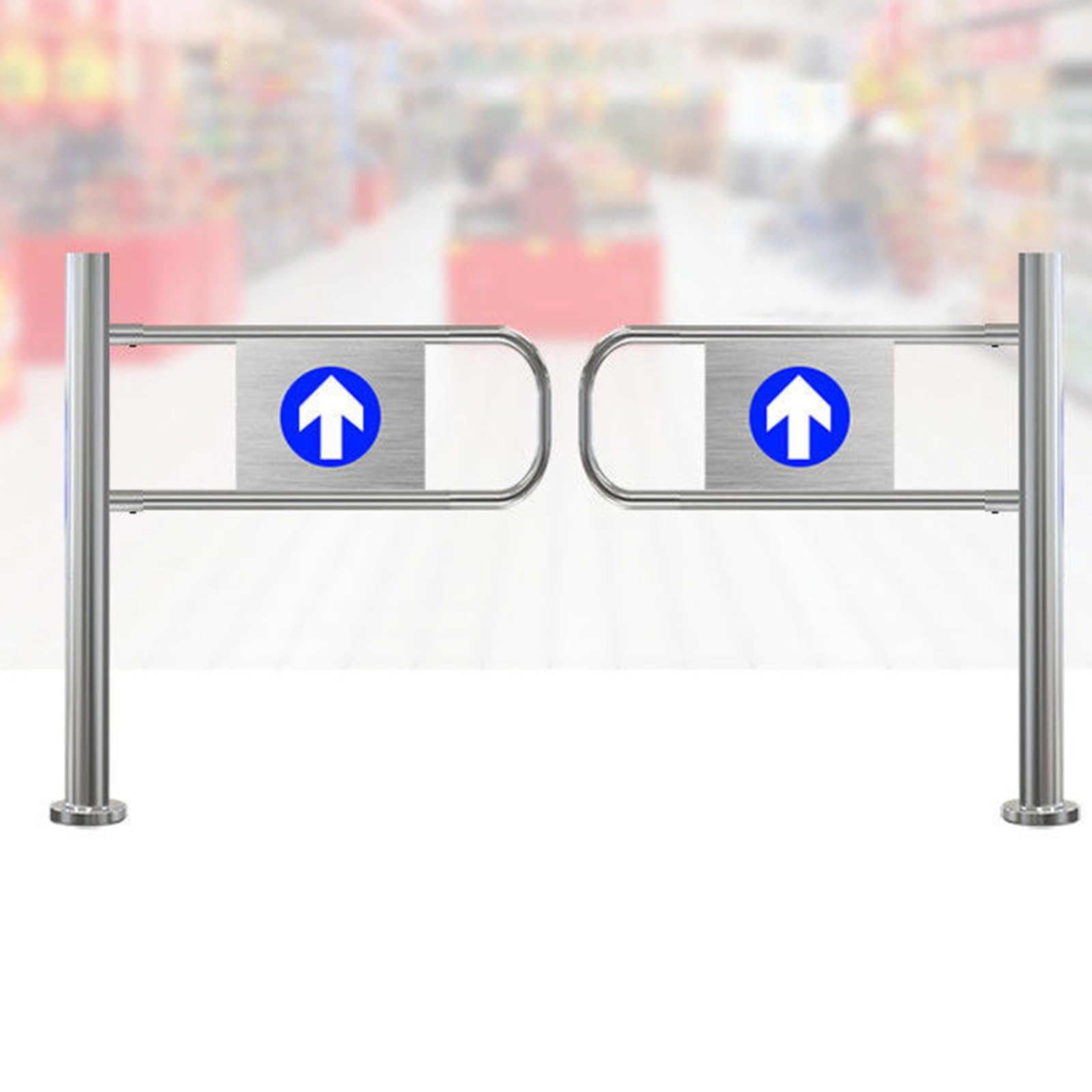 Portillon de sécurité pivotant en métal à ressort - Portillon piéton manuel unidirectionnel pour supermarchés, usines et parcs - Barrière d'allée à ouverture à 90° - 200 cm / 80 pouces - Con