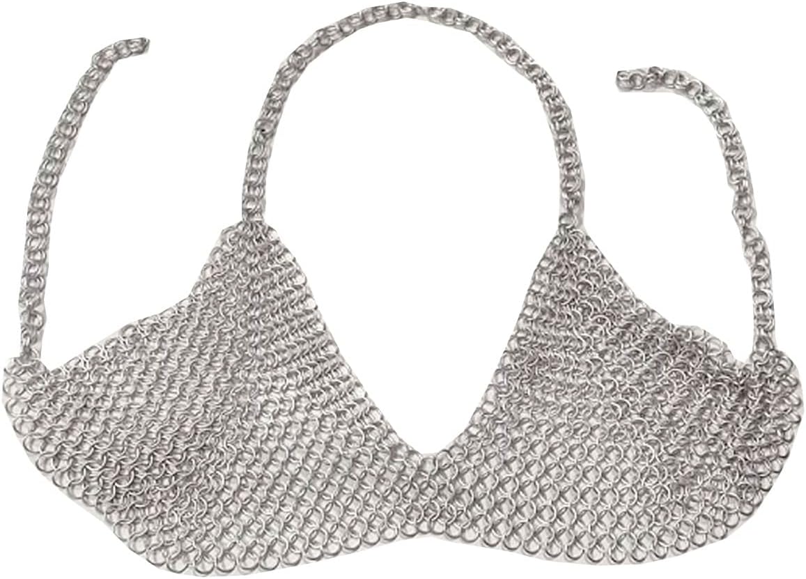 Chain Mail Bikini Silver Link Metal Lingerie Bra Bikini both Festival & BF GIFT GF GIFT Party Custom