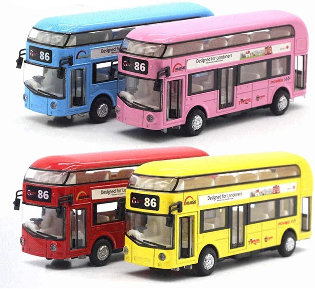 HENISH 1 Pcs Exclusive Alloy Metal Pull Back Die-Cast Bus for Kids | 1:32 London Bus Toy with Openable Doors and Light, Music, for Birthday【 Color As Per Available 】