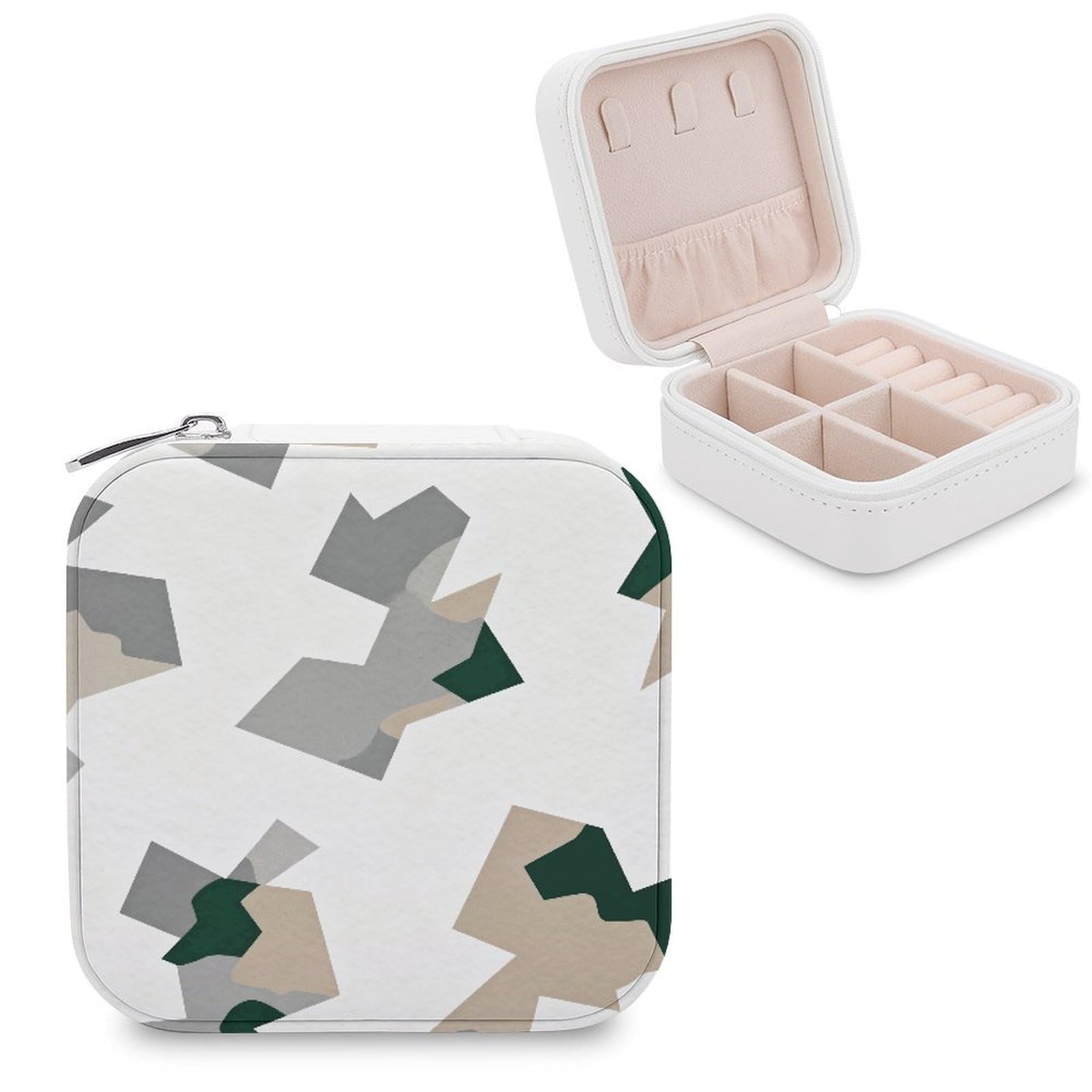 FekiLoot Camouflage White Jewelry Box Exquisite Jewelry Organizer Silver Gold Trinket Storage Case Multi Compartments Cute Earrings Ring Necklace Holder For Woman Household Gift