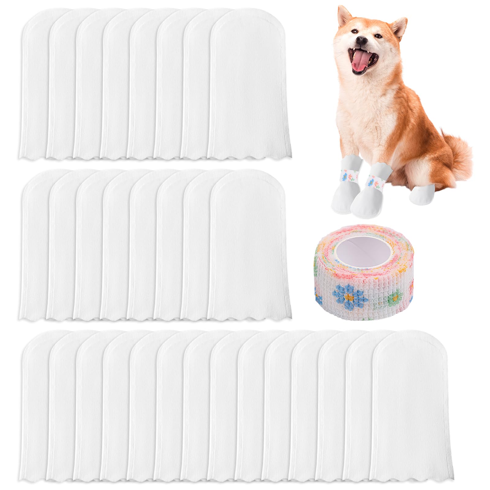 Ruiunchu 30 Pcs Dog Boots, Dog Socks Paws Stop Licking (M: 16-38 lbs)