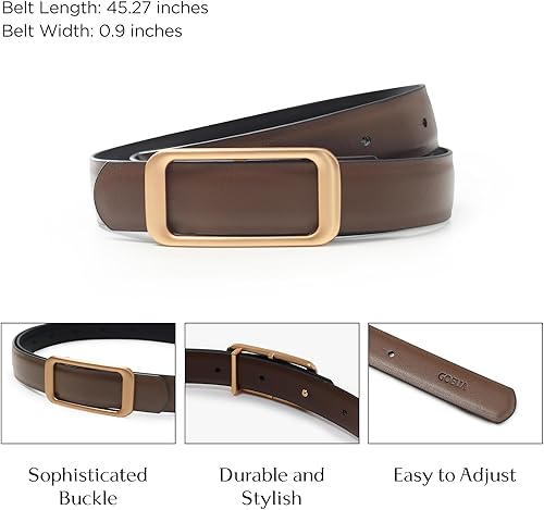 Miniatura 6 de GOELIA Women's Reversible Genuine Leather Belt Thin Fashion Waist Belts for Jeans Pants Dresses with Buckle