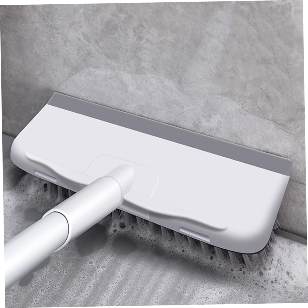 Long Handle Floor Scrub Brush with Squeegee for Efficient Bathroom Ergonomic Design for Tile Hardwood Surfaces Sturdy Construction Water Removal Tool
