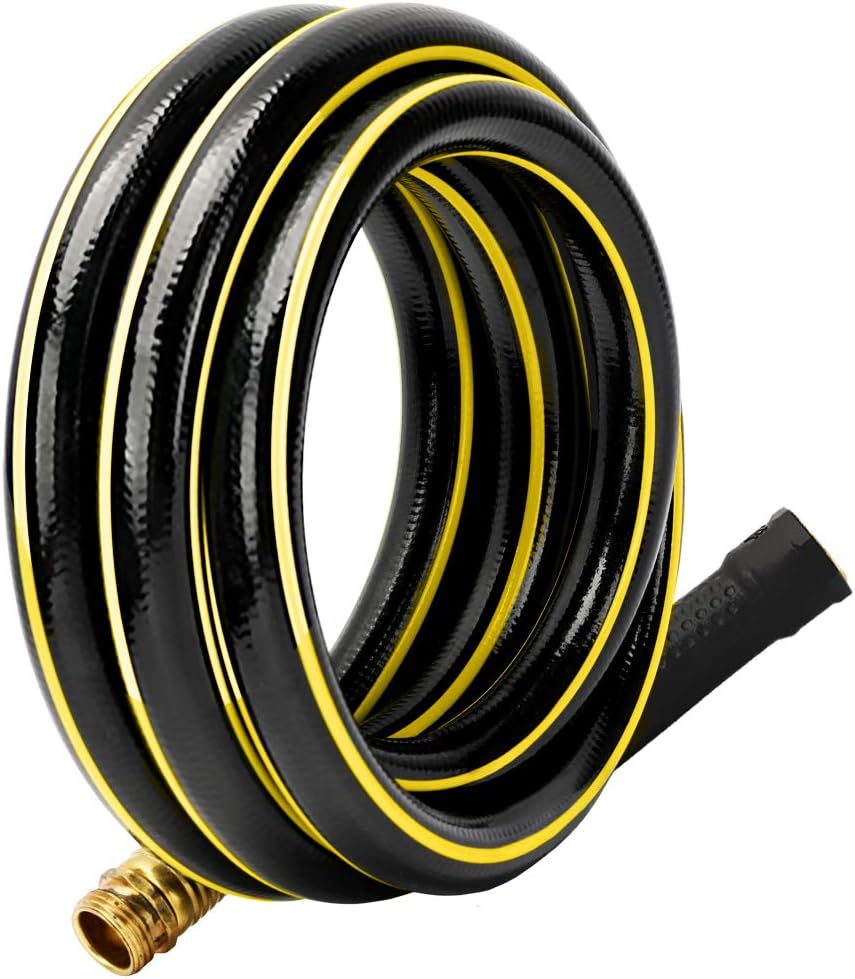 Solution4Patio 3/4 in. x 10 ft. Short Garden Hose, No Leaking, Black Lead-Hose Male/Female Solid Brass Fittings for Water Softener, Dehumidifier, Vehicle Water Filter, 12 Years Warranty #G-H165B24-US