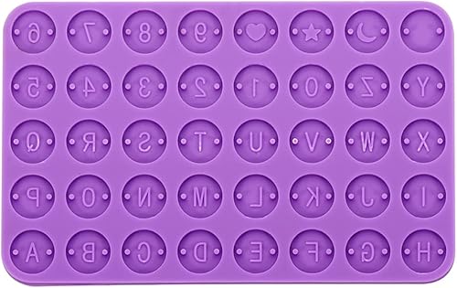 AGCFABS 1 unidadpaquete de moldes redondos de silicona con números de letra, molde colgante de letra de un agujero o doble para manualidades,