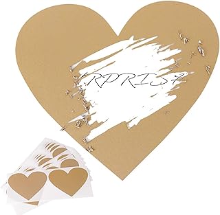Pack of 50 Gold Heart Scratch Off Sticker - Scratch Off Heart Stickers,Scratch Off Labels, Scratch Card Stickers, Personalised Scratch Card Reveal Heart Scratch Stickers - 8 x 7cm, Gold Color