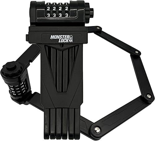 Monster - Candado plegable para bicicleta, acero endurecido antirrobo, resistente al óxido, plegable, compacto, de alta seguridad, para bicicleta,
