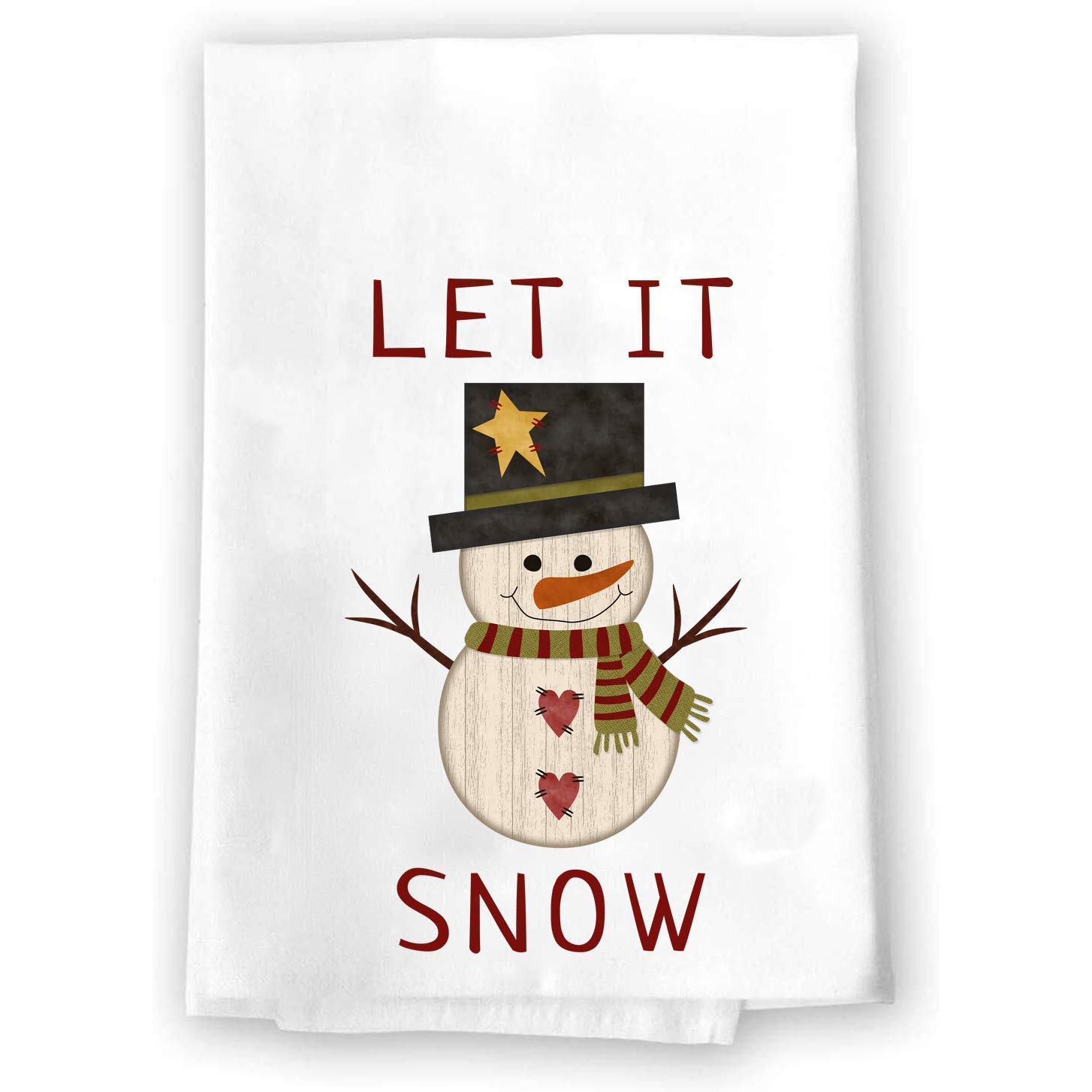 Christmas Decor | Decorative Kitchen and Bath Hand Towels | It's To A Lot | Winter Novelty | White Towel Home Holiday Decorations | Gift Present (Let It Snow Rustic Snowman)