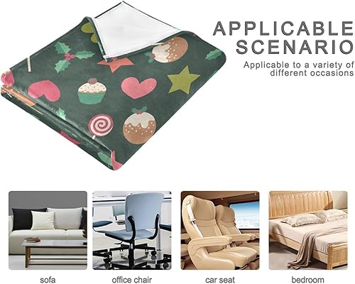 Miniatura 4 de KLL Cute Hand Drawn Christmas Elements Blankets & Throws 50x60 Inches Comfy Fall Blanket for Bedroom, Bedroom, Living Room