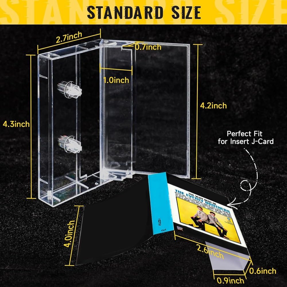 50 Pcs Cassette Tape Storage Cases & Holder 50Pcs Audio Cassette Storage Cases Plastic Cassette Tape Cases Blank Voice Recording Cassette Tape Holder Replacement Boxes Cassette Tape Storage