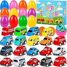 OCTERIC 18 Pcs Prefilled Easter Eggs with Pull Back Car, Plastic Eggs with City Cars, Easter Hount Basket Stuffers, Party Favors for Kids Classroom Prize Supplies, Gift for Kids Toddlers Girls Boys