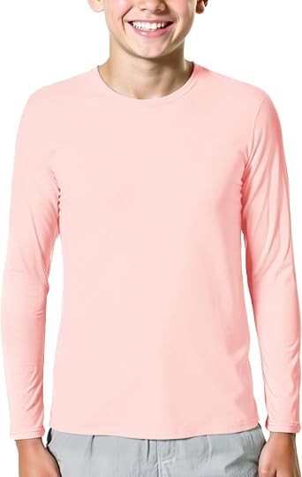 Bamboo Viscose Boys Long Sleeve Shirts Kids Girls Youth Quick Dry Lightweight Breathable Athletic Outdoor T-Shirts