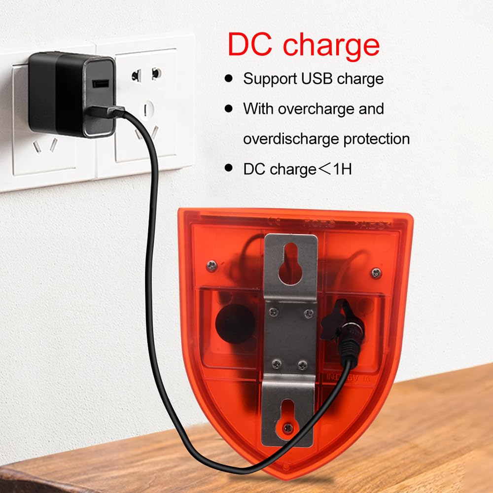 HUIOP Alarme détecteur de mouvement, lumière stroboscopique solaire avec capteur de mouvement PIR Alarme temporisée à induction du corps humain Lumière d'alarme Dispositif anti-vol pour animaux 3