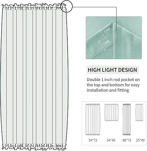 Miniatura 494 de DWCN Cortinas para puerta francesa: cortina térmica con bolsillo para barra para puertas con ventana de cristal, puertas de cocina y patio