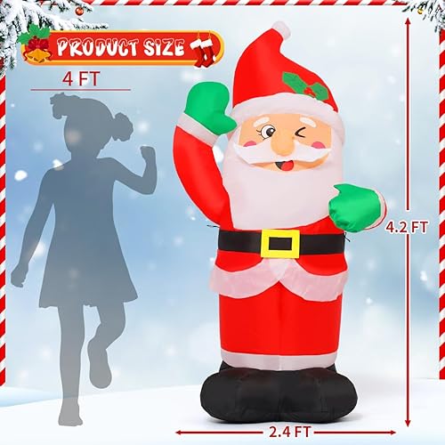 Miniatura 5 de COMIN Inflables de Navidad de 4.2 pies, Papá Noel, decoraciones al aire libre, con LED integrados para decoración de patio interior, césped, jardín