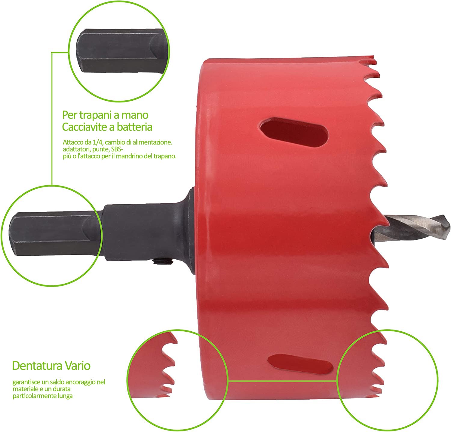 Lumare Sega Universale 120mm | Punta per Trapano Bimetallico in Acciaio ad Alta Velocità | Attacco Professionale - Alluminio, Legno, Ottone e Altro | Avvitatore a Batteria o Trapano