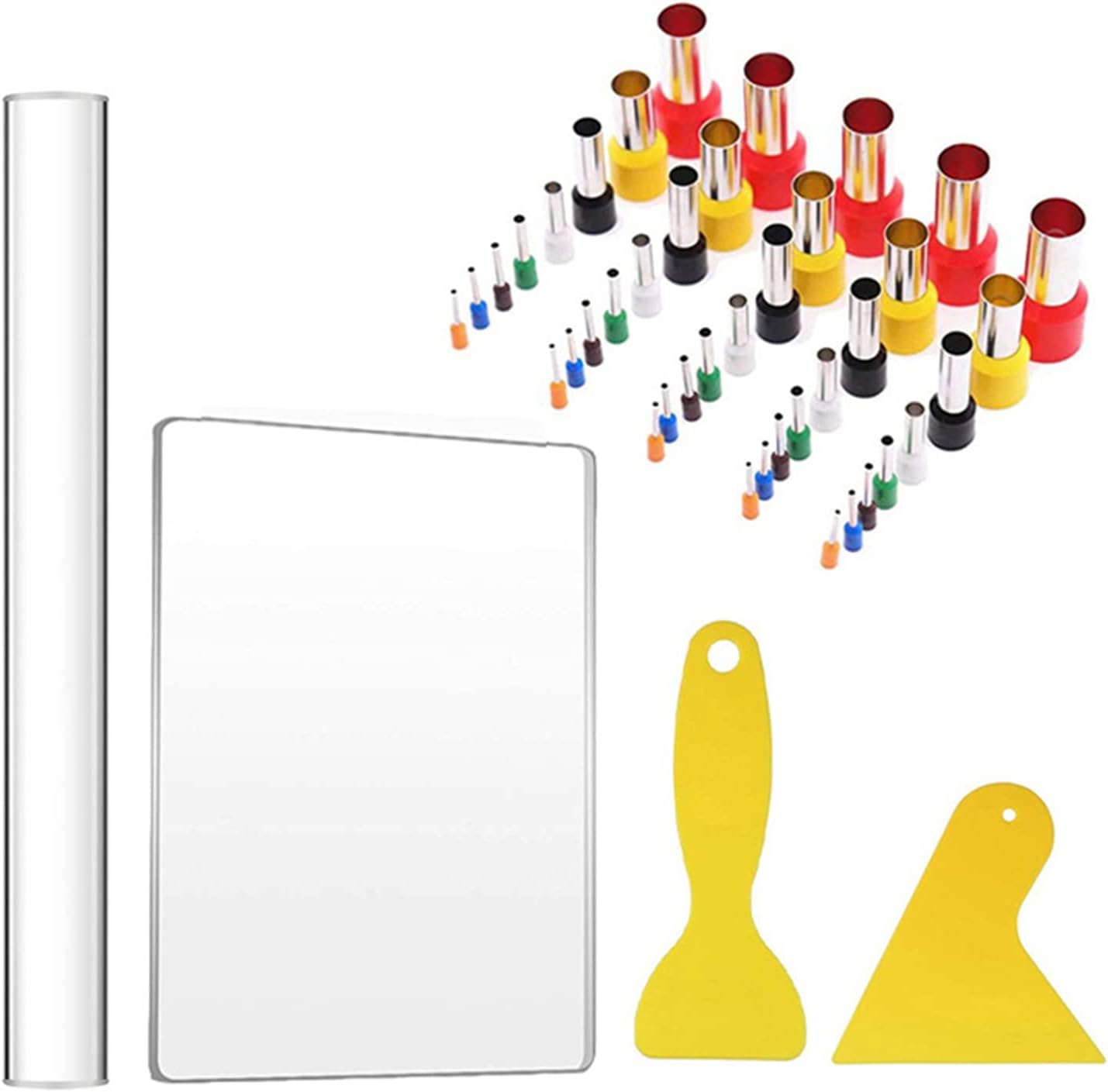 Seedom 44pcs Clay Tools Kit Polymer Clay Cutters Mini Circle Shape Cutter Molds Round Indentation Tool with Clay Roller Acrylic Sheet Plastic Scraper Pottery Ceramic DIY Clay Tools