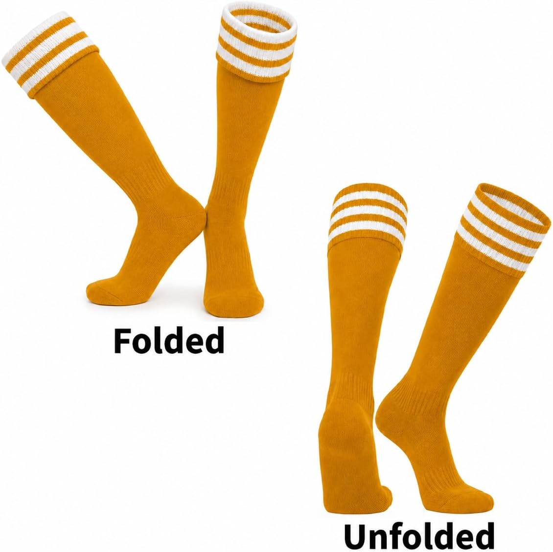 COUVER Youth Knee High Tube Socks - Kids Triple Stripe Athletic Nylon Sports Socks for Soccer, Baseball, Softball & Cheer