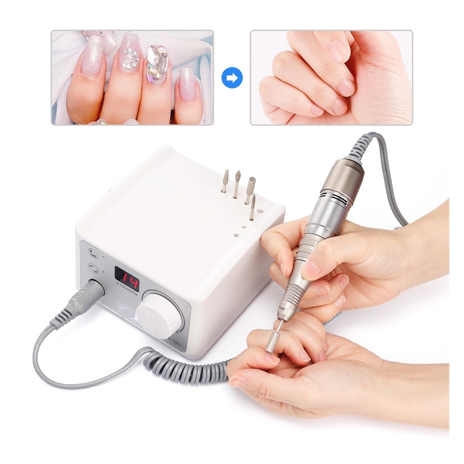 Frezarka do paznokci, Profesjonalna polerka do paznokci, wiertarka do paznokci 35000 obr./min, elektryczne urządzenie do polerowania pilników do paznokci do Manicure Pedicure