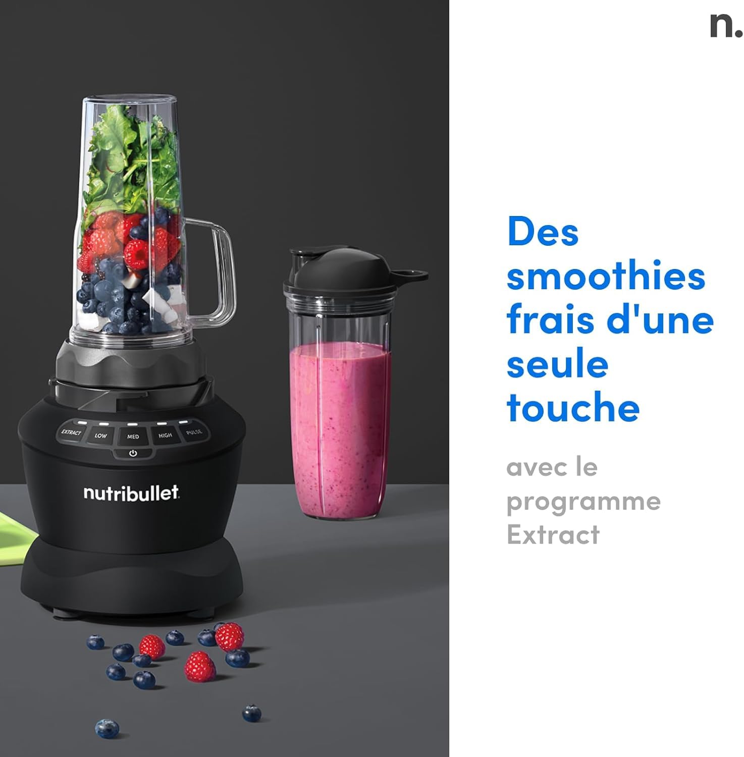 Nutribullet Full Size Blender Combo, mixeur électrique, broyeur multifonctionnel, professionnel, puissance 1200 Watt, carafe 1,9l, verres 946ml et 710ml, noir, NBF500MB