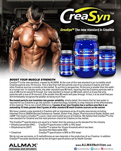 Allmax Creatine Monohydrate - Aid Muscle Growth & Strength Gains, No Artificial Ingredients - 1000g - 5g per Serving - 200 Servings