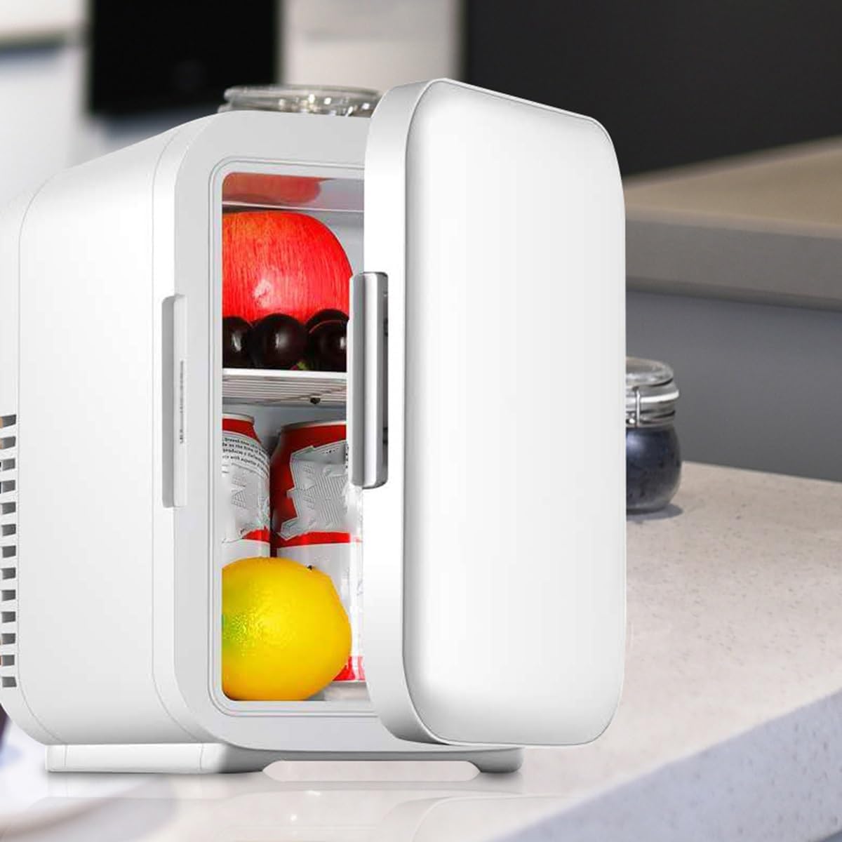 Portable Mini Fridge Single Door Compact Refrigerator Skin Care Refrigerator Skin Care, Food, Bedroom, Travel, Car Small Refrigerator Cooler and Hand Warmer (Size:6L) (/White 10L)