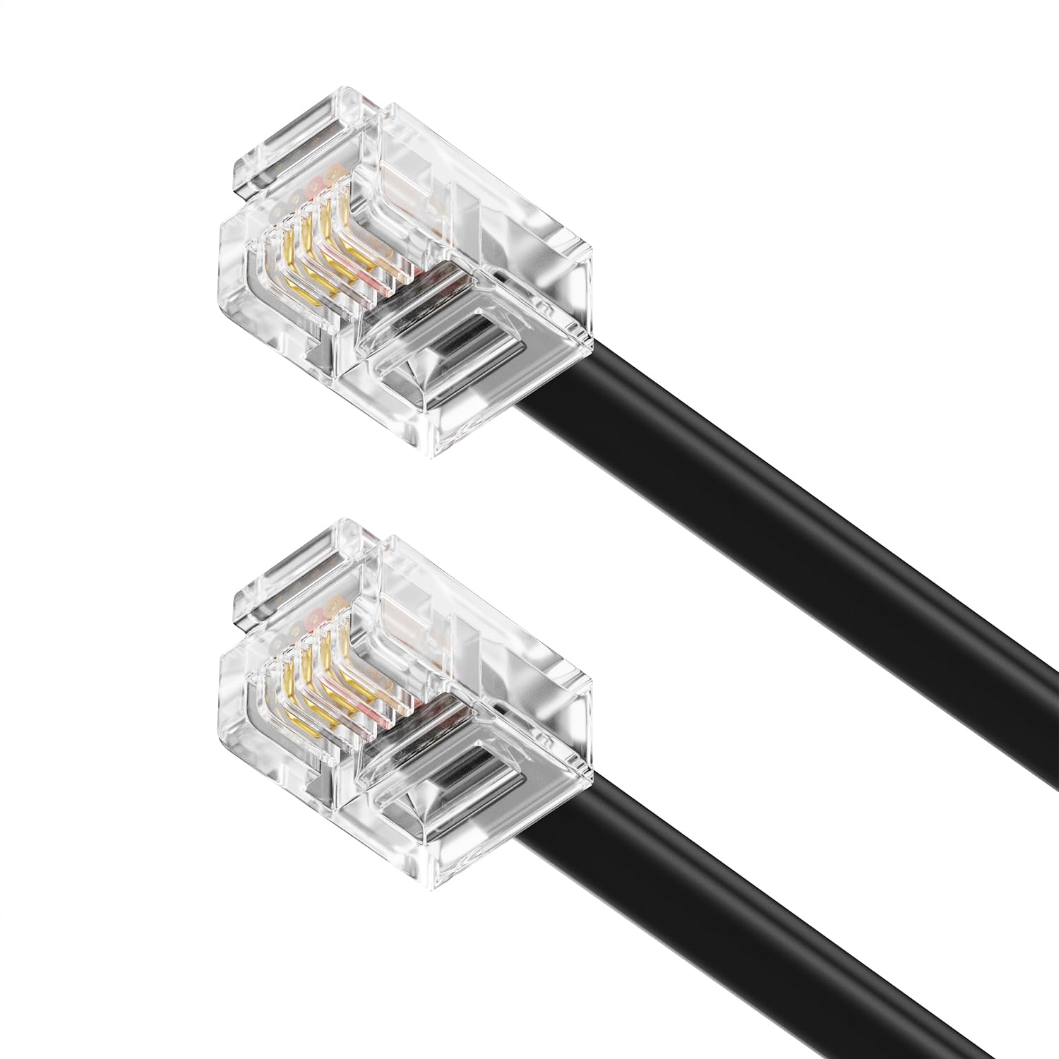 deleyCON 0,5m Câble Téléphone RJ11 Modulaire 6P4C Western 2x Fiche RJ11 Plat Noir