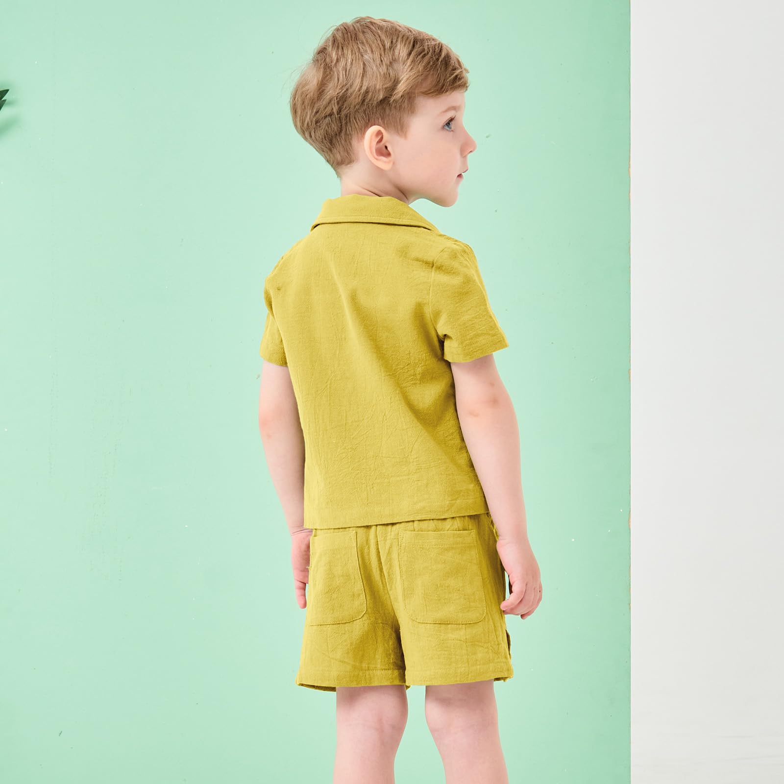 Volunboy Bebé Niño Verano Conjunto, Lino Algodón Manga Corta T-Shirt + Pantalones Cortos Traje Casual Ropa 2 Piezas