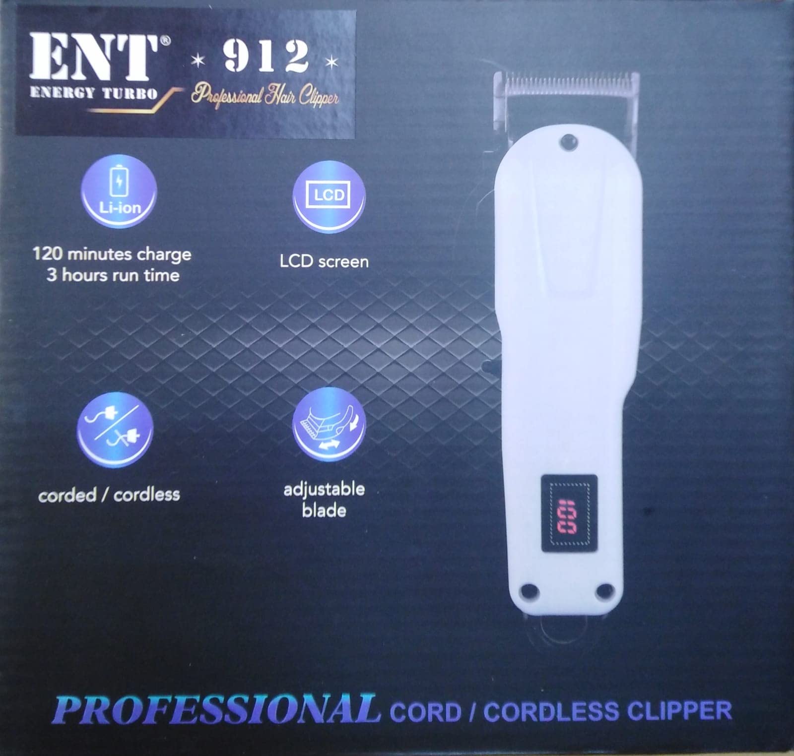 Professional Hair Clipper Energy Turbo ENT 912 Corded/Cordless