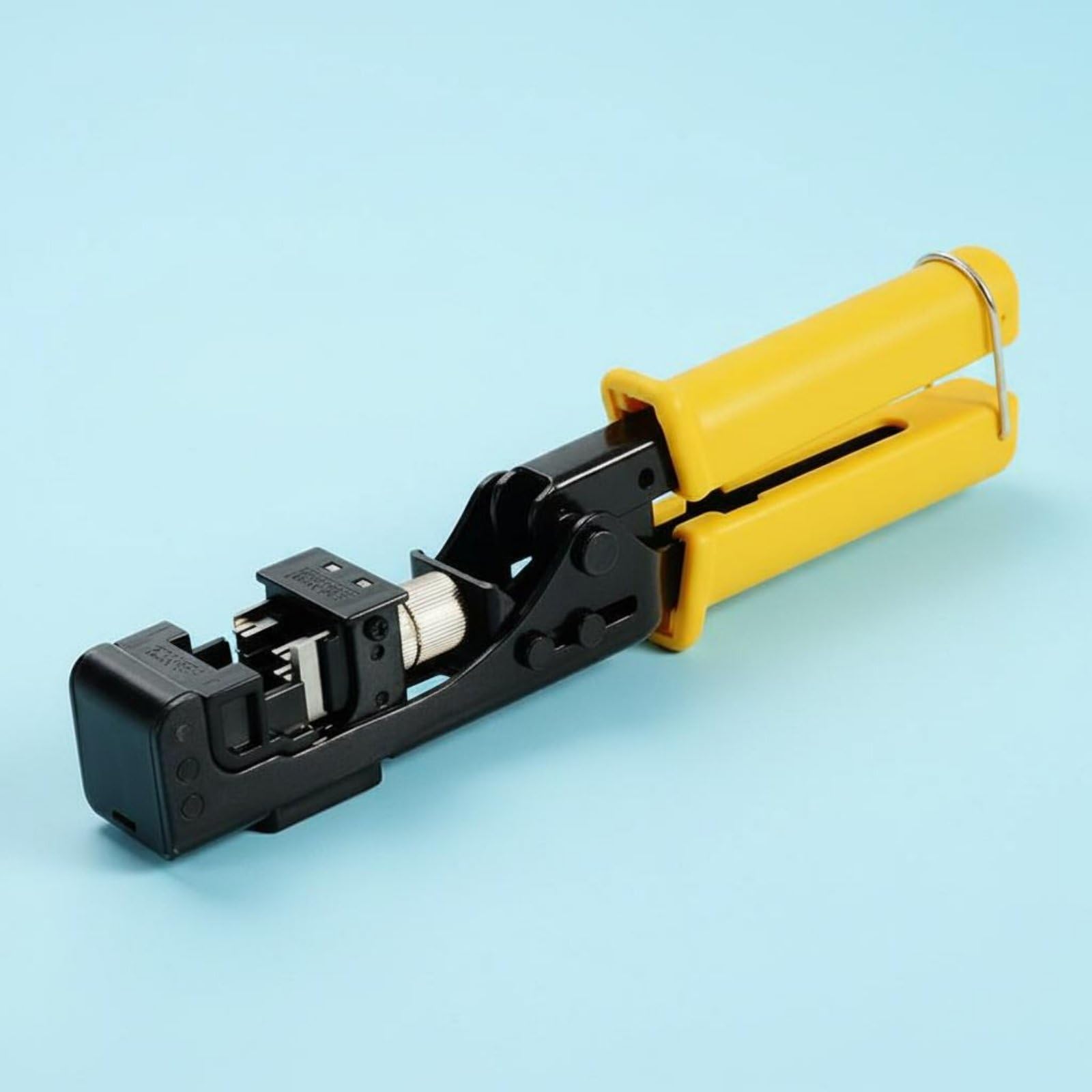 Crimpadora de Red Herramienta de Engaste Alicate de Terminales Diseño Ergonómico con Mango de PVC y Corte Suave Compatible con Módulos Adecuada para, Amarillo