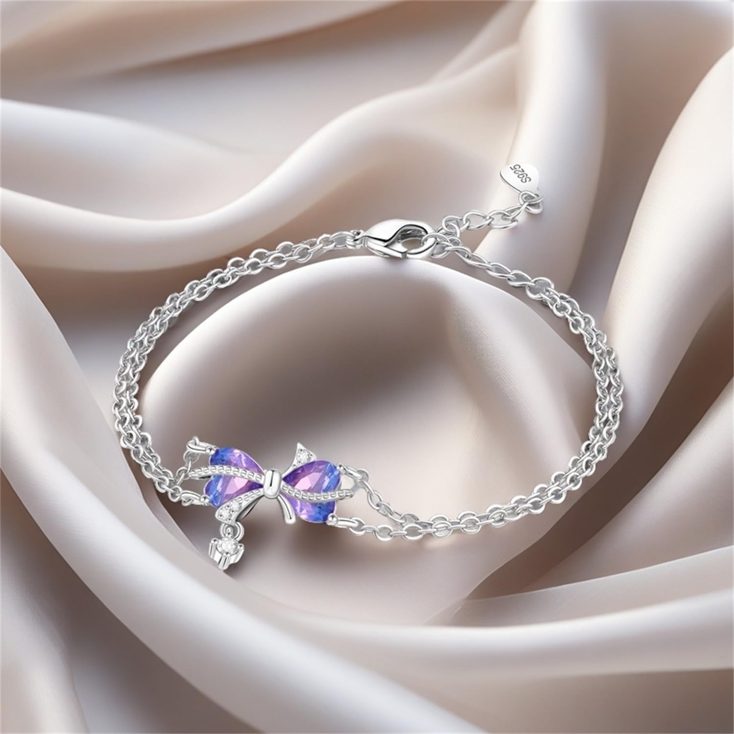 18K Gold Bracelets for Women, 925 Sterling Silver Link Adjustable Charm Bracelet Jewelry Gift for Mother Wife Birthday - Alternating Chain - Image 6