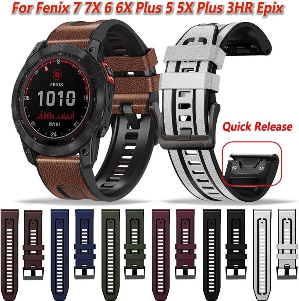26 22mm for 6 6X Pro 5 5XPlus 3HR 7X 7 Leather Silicone Quick Release Smart Watch Wristband Strap