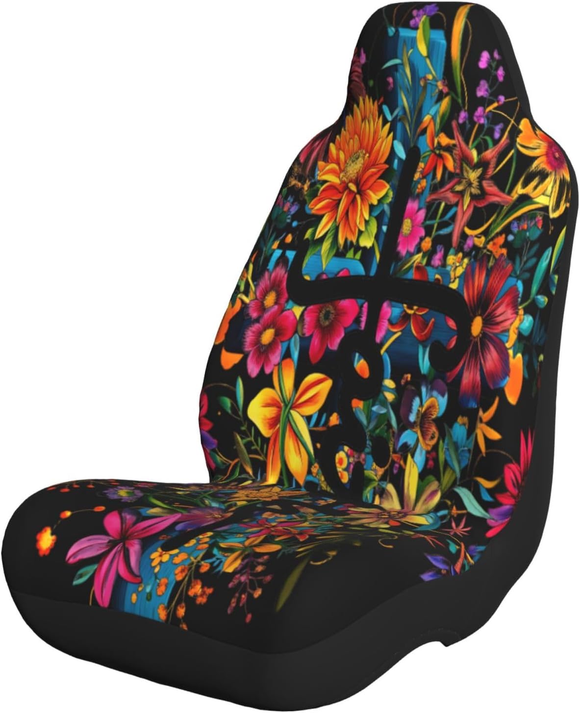 Colorful Flower Butterfly Cross Car Seat Covers Universal Auto Seat Cushion Protector Automotive Interior Decoration for Cars SUV Truck Sedan