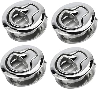 TANFEI RV Camper Ambulance Flush Latch Lock, Durable Flush Boat Hatch, Flush Pull Latch Lift Ring Handle Marine Locker (Silver 1.5', keyless, zinc Alloy)