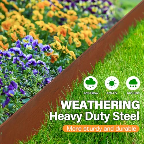 Laveve Landscape Edging Border - Pre-Rusted Galvanized Steel Edge, No-Dig Hammer-In Metal Garden Edging With Clips For Lawn Yard Garden thumb #4
