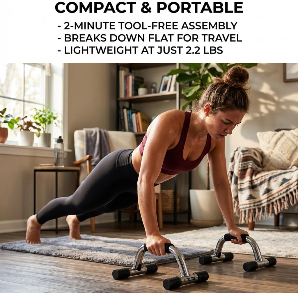 Enhance Upper Body Strength: Training Push Up Bars for Shoulders, Chest & Core - Non-Skid Feet, Compact & Portable