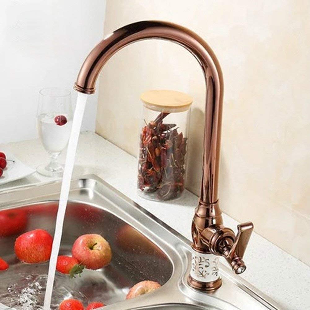 Mitigeur d'évier en porcelaine et or rose pour une cuisine raffinée