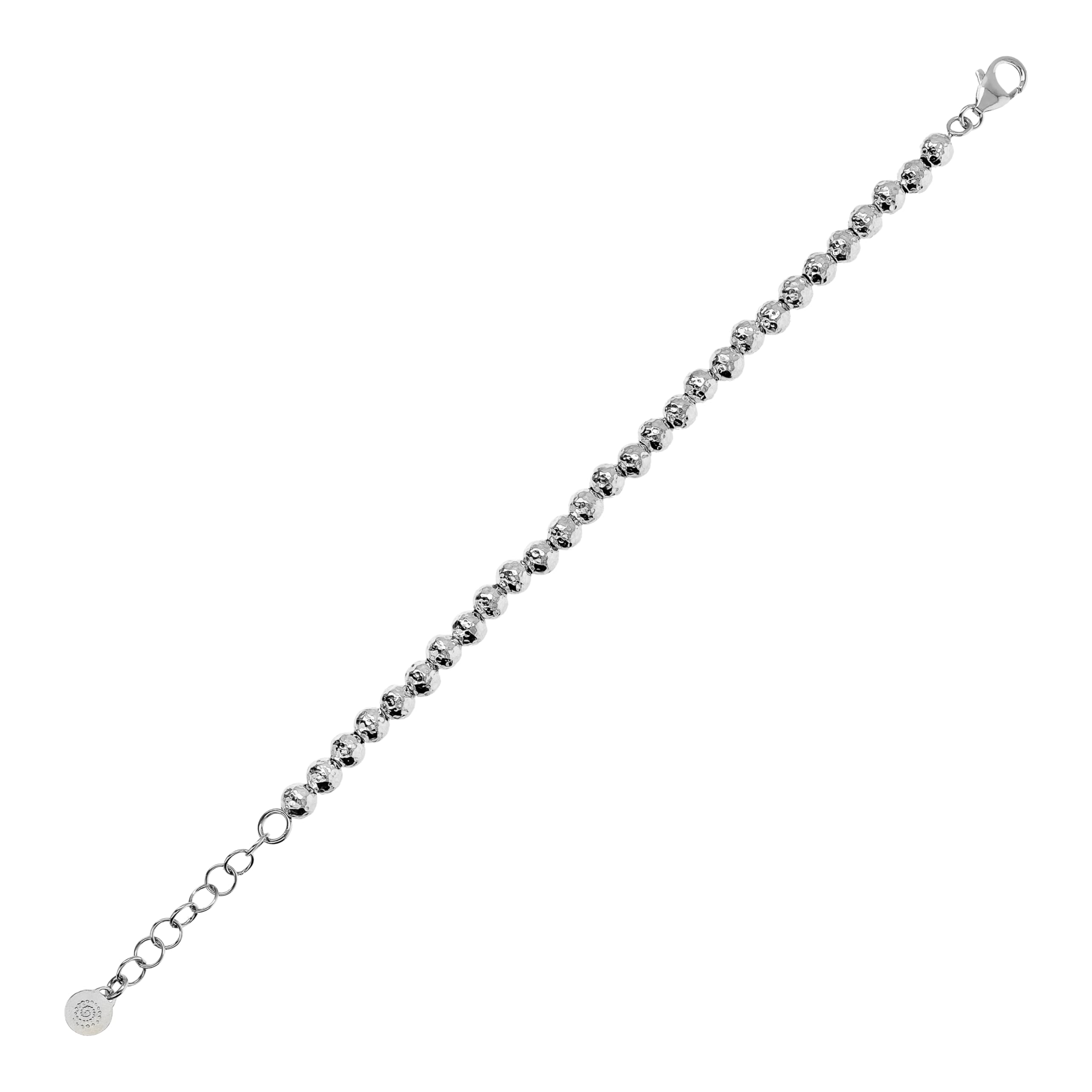 etrusca GIOIELLI Bracciale Donna placcato Rodio – Bracciale Argentato con Sfere Martellate – Gioielli Made in Italy – Braccialetto Idea Regalo Compleanni, Anniversari, Festa Donna, Festa Mamma