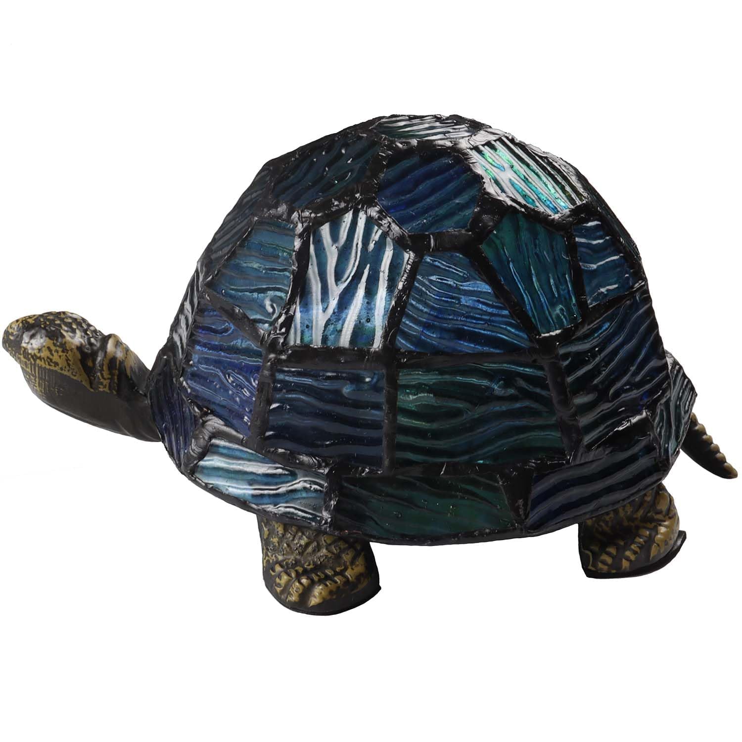 Bieye L30592 Tischlampe mit Schildkrötenmotiv, Tiffany-Stil, Buntglas, Akzent-Tischlampe, Nachtlicht für Nachttisch, Wohnzimmer, Tierliebhaber (Blaugrün)