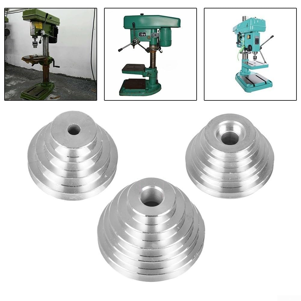 Polea de correa escalonada de aluminio Z4116 para taladro, agujero de 14 mm, aluminio (juego de 3 unidades)