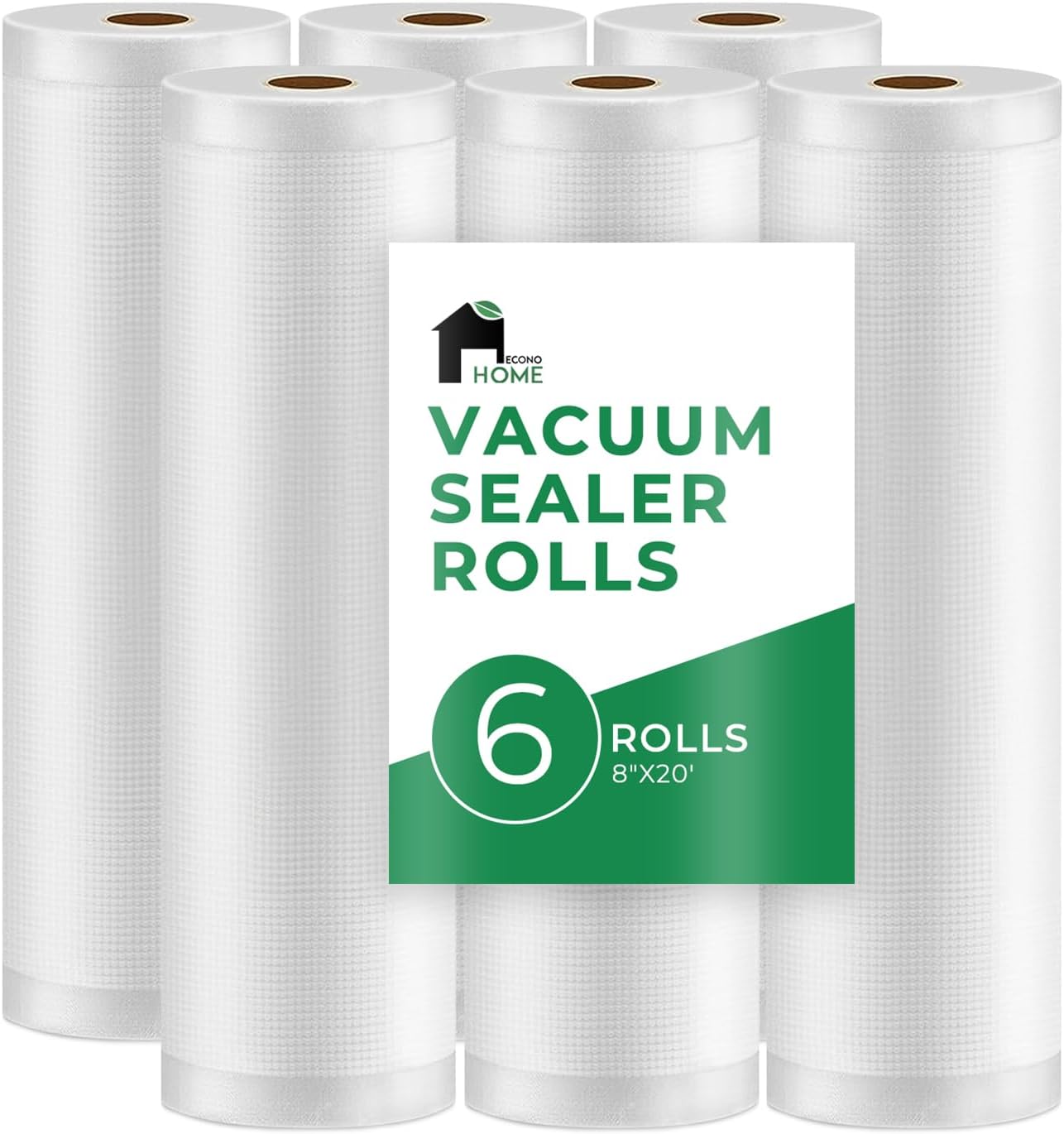 EconoHome Heavy Duty Vacuum Seal Bags for Food – Commercial-Grade, Airtight & Leakproof Plastic Vacuum Storage Bags for Sous Vide, Meal Preparation, Processing & Dry Aging Meat – 8″x20′ Roll, 6 Pack EconoHome Heavy Duty Vacuum Seal Bags for Food – Commercial-Grade, Airtight & Leakproof Plastic Vacuum Storage Bags for Sous Vide, Meal Preparation, Processing & Dry Aging Meat – 8″x20′ Roll, 6 Pack