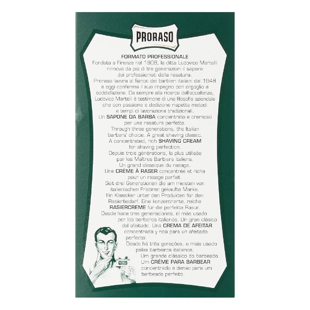 6 x Proraso Jabón de Afeitar Tube Jabón Shaving Soap eukalyptusöl y Mentol 500 ml