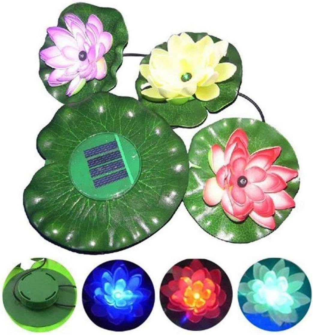 Solar 3 LEDs Lotus Flower Light, Solar Power Energy Floating LED Lotus Light Waterproof Flower Lamp for Garden Pond Fountain Pool Party Fancy Decor Ideal Novel Creative Gift
